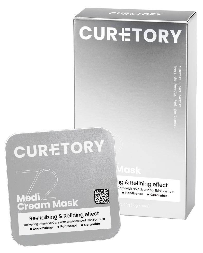 Face Factory 72 Medi Cream Mask bio-cellulose sheet mask box and sachet packaging