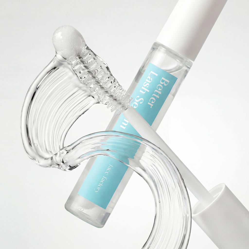 Better Lash Serum applicator with clear serum texture displayed in motion