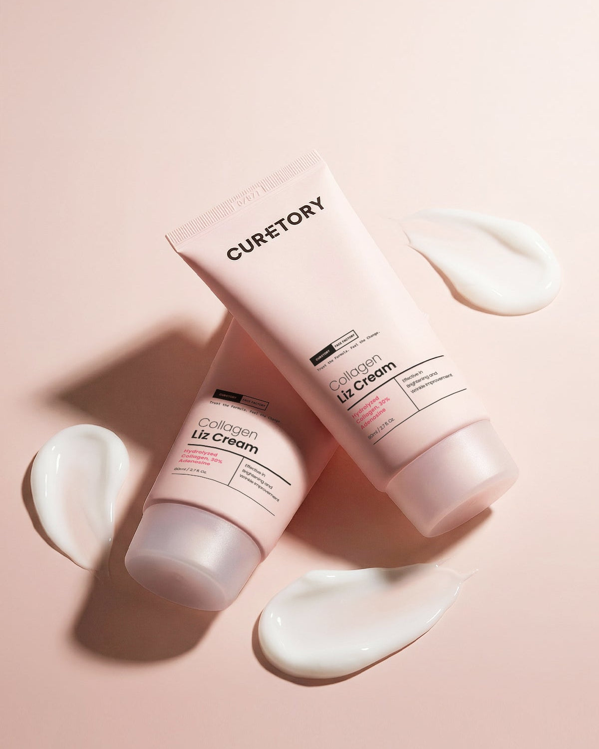 Face Factory Collagen Liz Cream tubes displayed with visible cream texture on a soft background