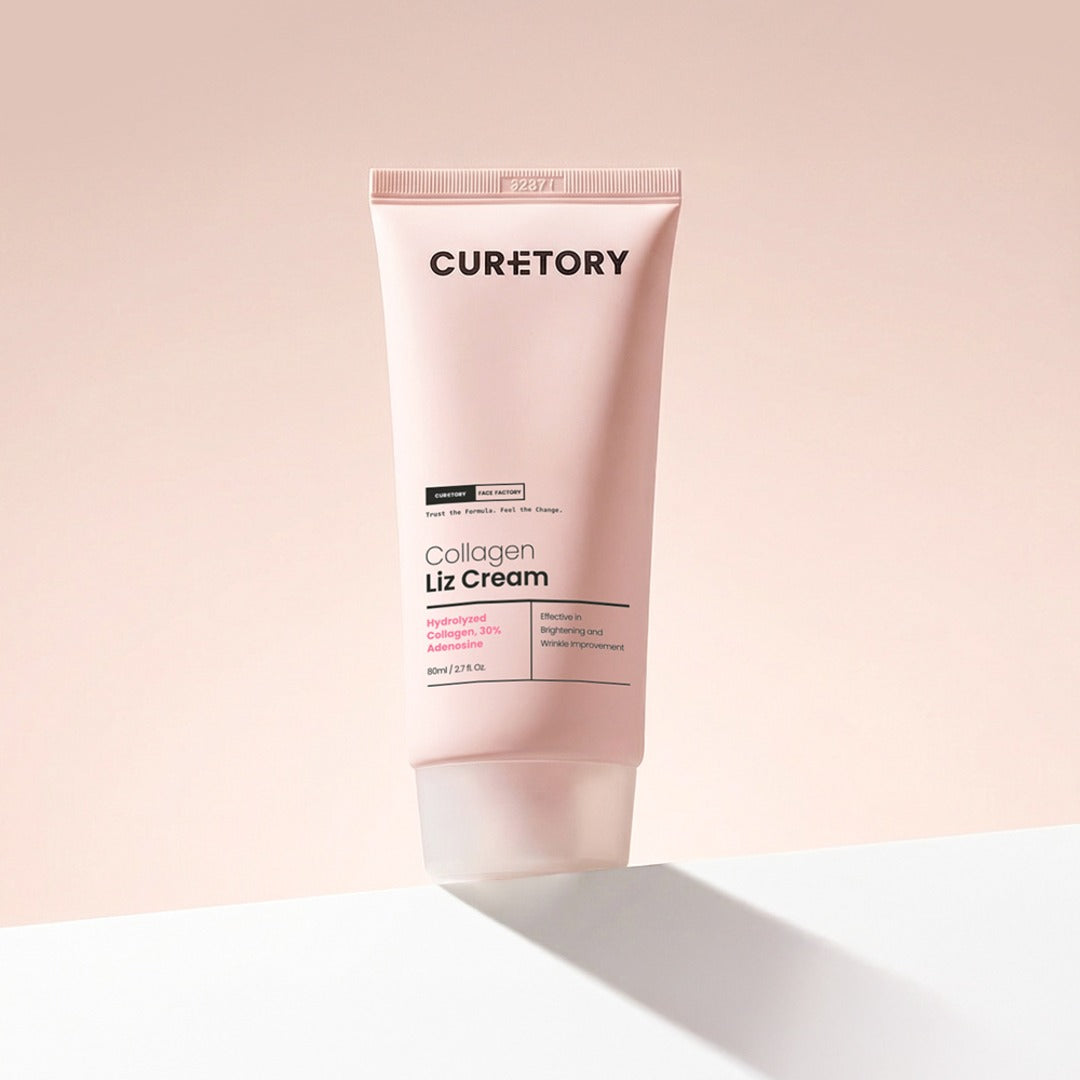 Face Factory Collagen Liz Cream tube on a light pink background